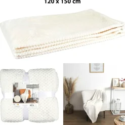 Plaid nid abeille crème 120x150cm