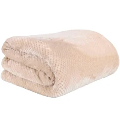 Plaid nid abeille en sherpa beige xxl 180x220cm