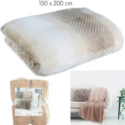 Plaid nid d'abeille tie and dye beige XXL 150x120cm