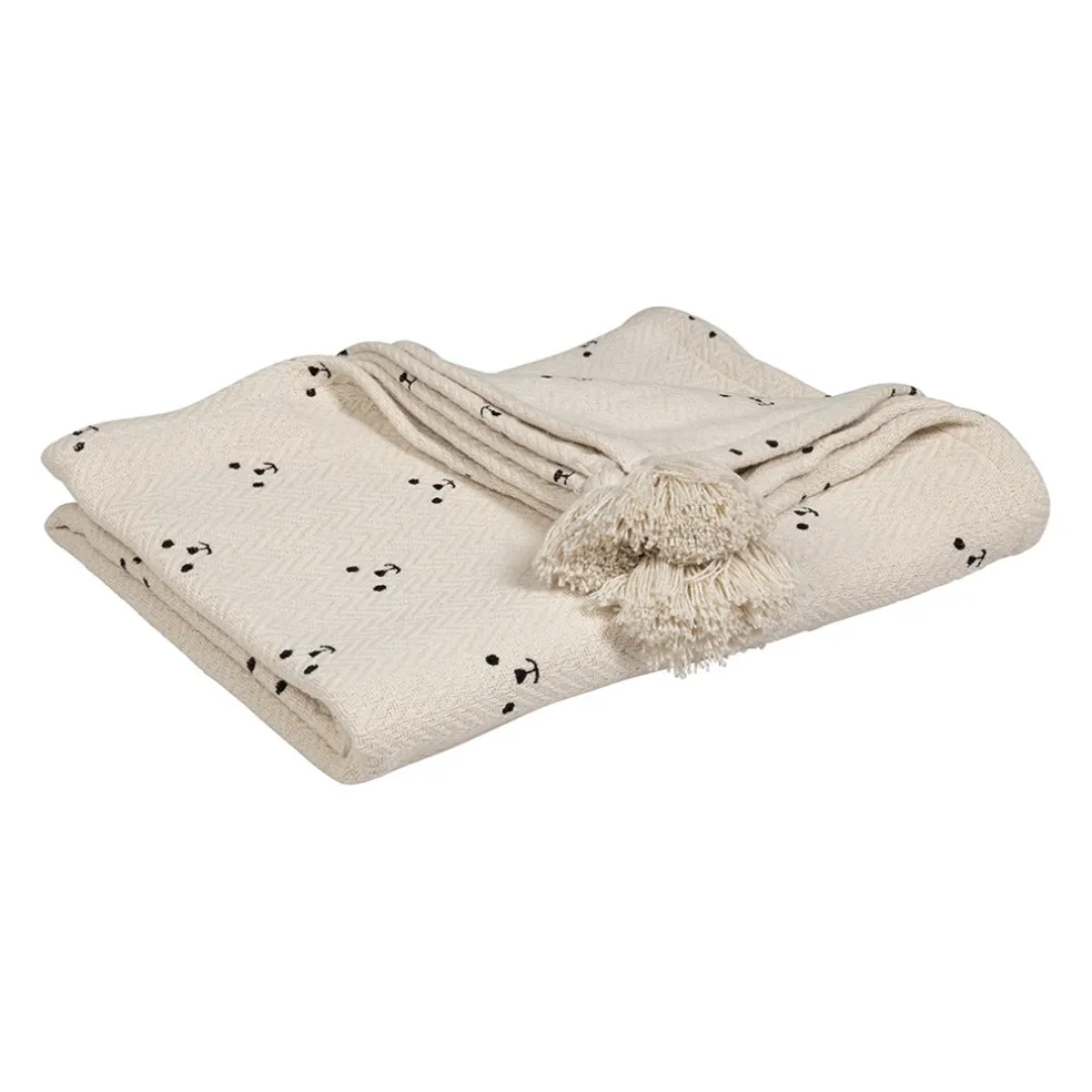 Plaid ours en coton ecru et beige 170x130cm - Songes