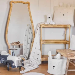 Plaid ours en coton ecru et beige 170x130cm - Songes