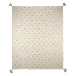 Plaid ours en coton ecru et beige 170x130cm - Songes