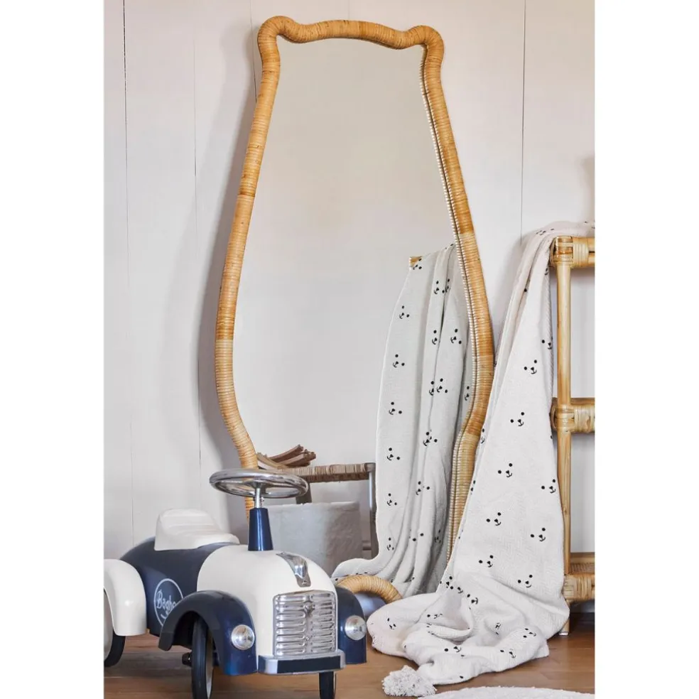 Plaid ours en coton ecru et beige 170x130cm - Songes