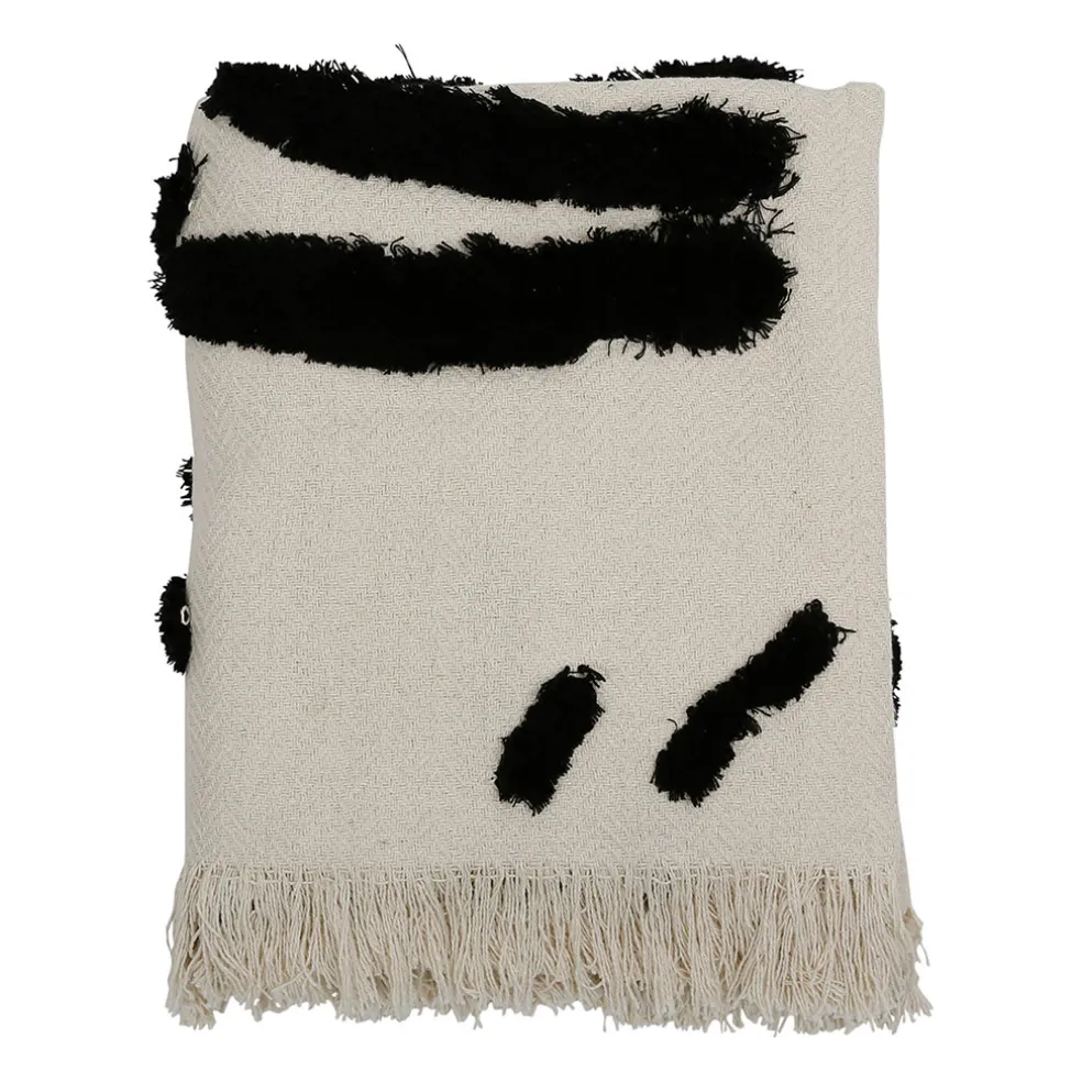 Plaid Tufte Noir et Blanc 170X130cm