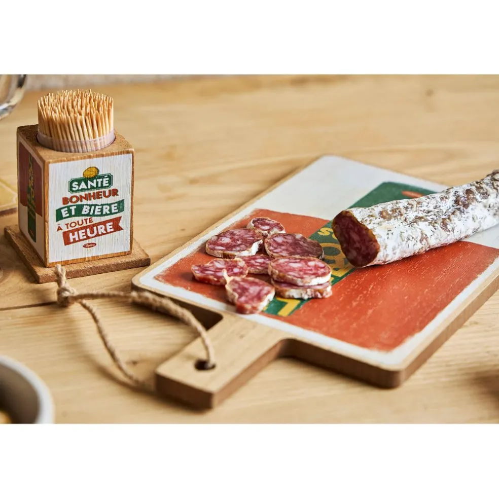 Planche a découper en bois multicolore 14x26cm - Copains D'Abord