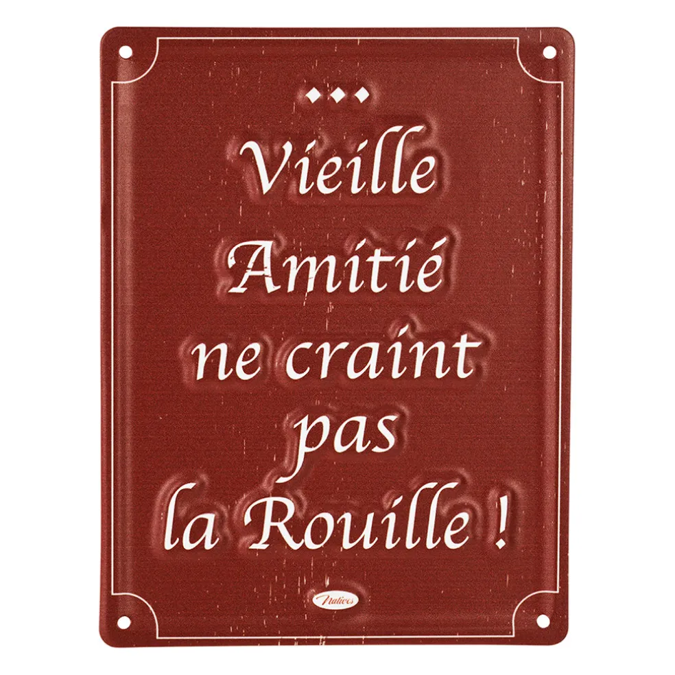 Plaque en fer bordeaux 15x20cm - Bistrot Des Amis