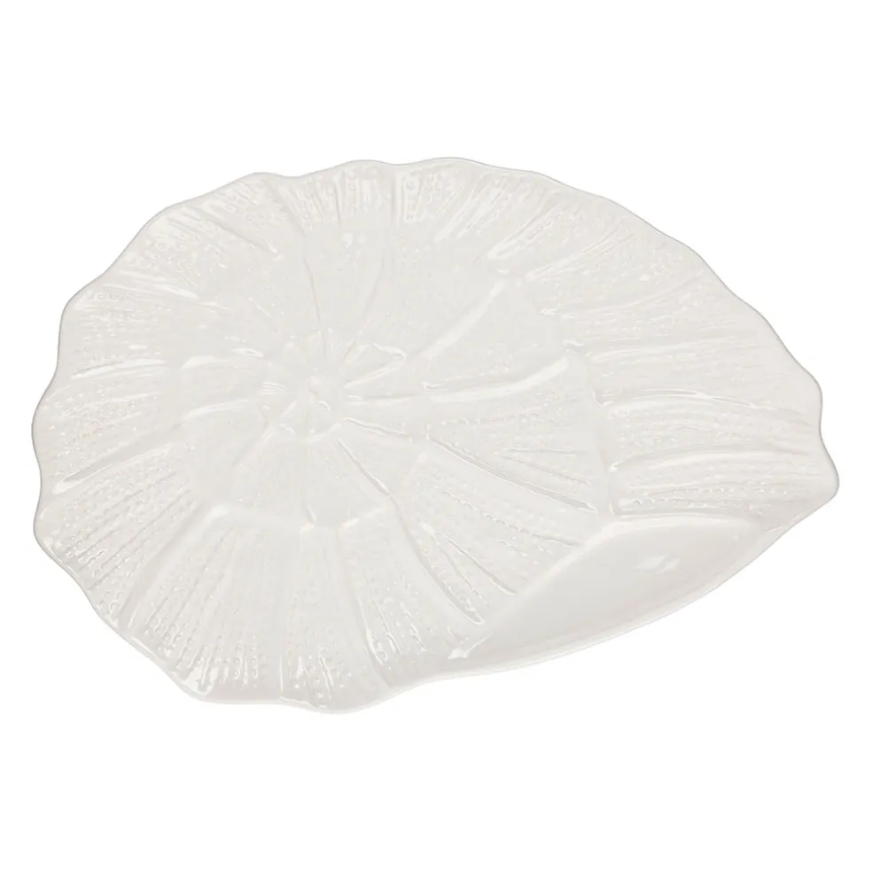 Plat coquillage blanc 53x34.5cm en faience - poisson