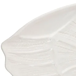Plat coquillage blanc 53x34.5cm en faience - poisson
