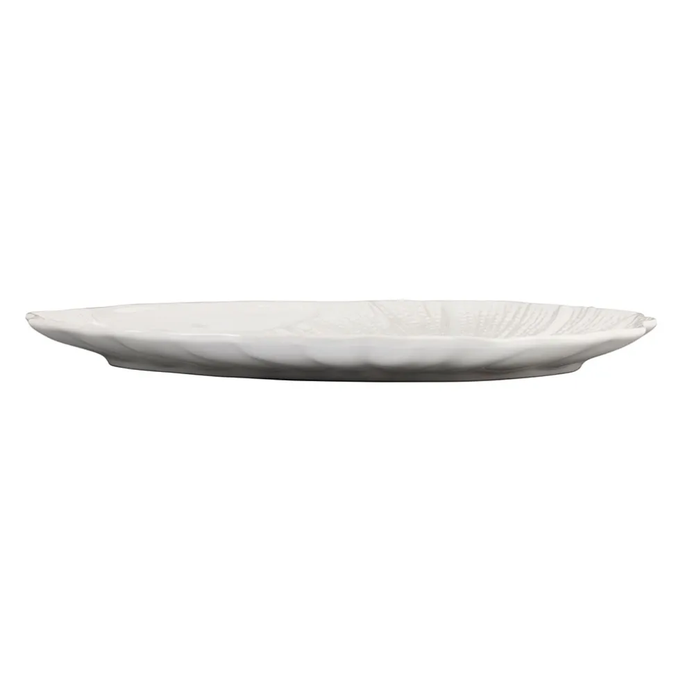 Plat coquillage blanc 53x34.5cm en faience - poisson