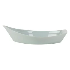 Plat creux bateau en grès vert d'eau 41x26cm