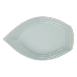 Plat creux bateau en grès vert d'eau 41x26cm