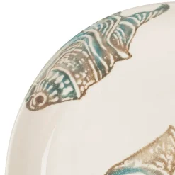 Plat creux en faïence bleu et beige - Bord De Mer