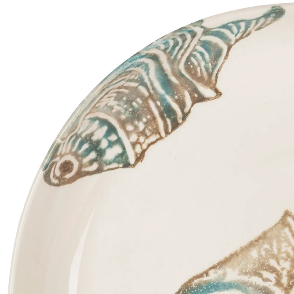 Plat creux en faïence bleu et beige - Bord De Mer