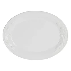 Plat ovale en faïence blanc 46.5x35.5cm - Olivier