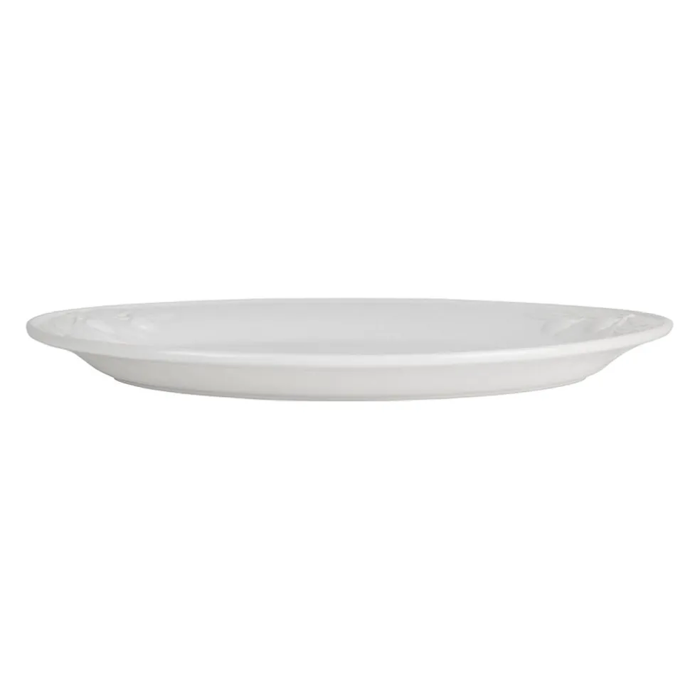 Plat ovale en faïence blanc 46.5x35.5cm - Olivier