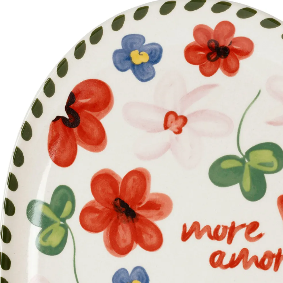 Plat ovale en grès fleur multicolore - Bellagio