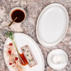Plat ovale en porcelaine blanche 30x20cm - Ecume