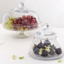 Plat sur pied en verre avec cloche d30cm - Alphe