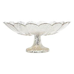 Plat sur pied en verre mercurise d33xh15.5cm - Antik