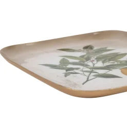 Plateau citronnier en fer vert et jaune 16x16cm - Botanique