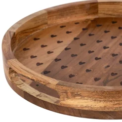 Plateau en acacia naturel 33x33xh4.5cm - Famille