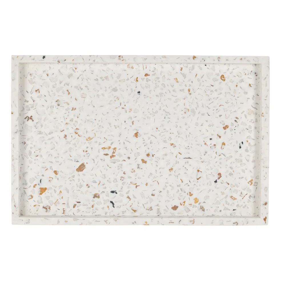 Plateau en ciment et pierre écru 29x19cm - Aurore