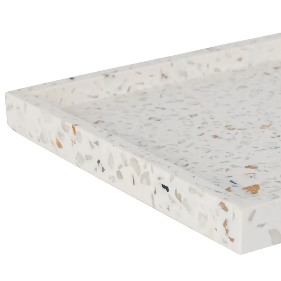 Plateau en ciment et pierre écru 29x19cm - Aurore