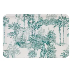Plateau en fer écru et palmiers émeraude 30x20cm - Mocoa