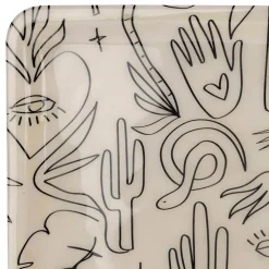 Plateau en fer ecru et noir 40x30xh1cm - Tulum