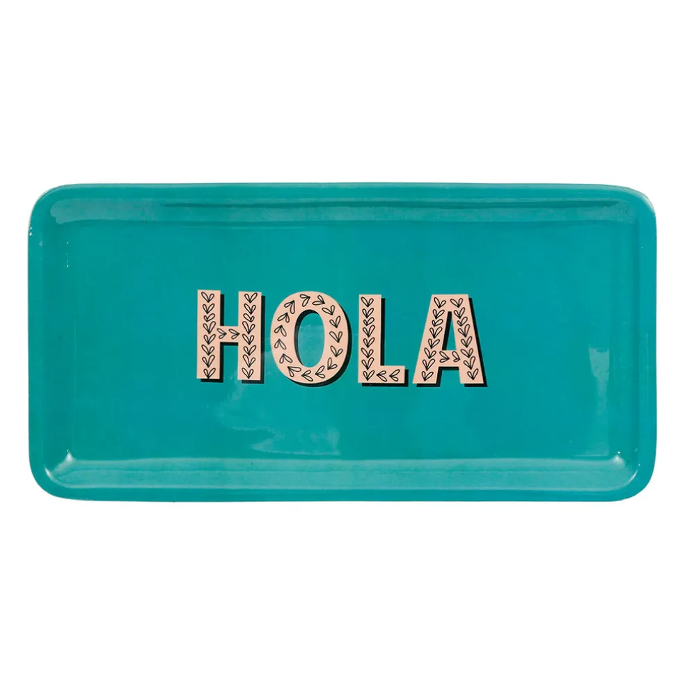 Plateau en fer turquoise 15x30cm - Palma