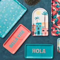 Plateau en fer turquoise 15x30cm - Palma