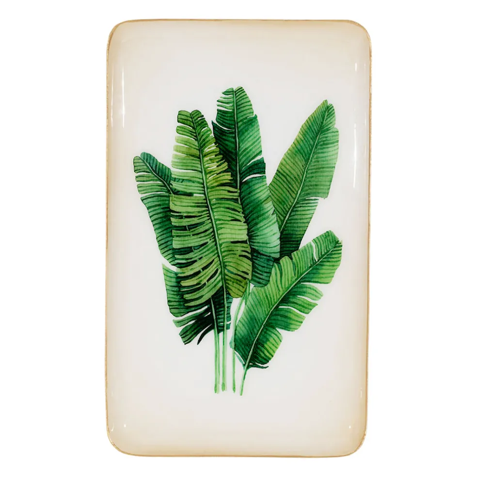 Plateau en fer vert 15x25cm - Bananier