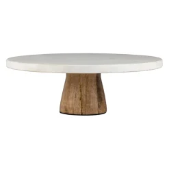 Plateau en marbre blanc et manguier 30x30xh10cm - Organic