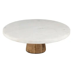 Plateau en marbre blanc et manguier 30x30xh10cm - Organic