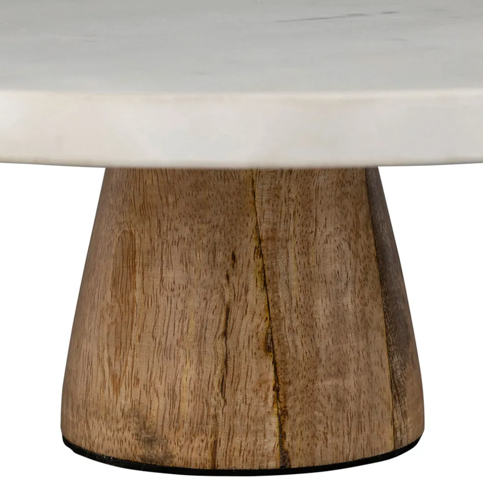 Plateau en marbre blanc et manguier 30x30xh10cm - Organic