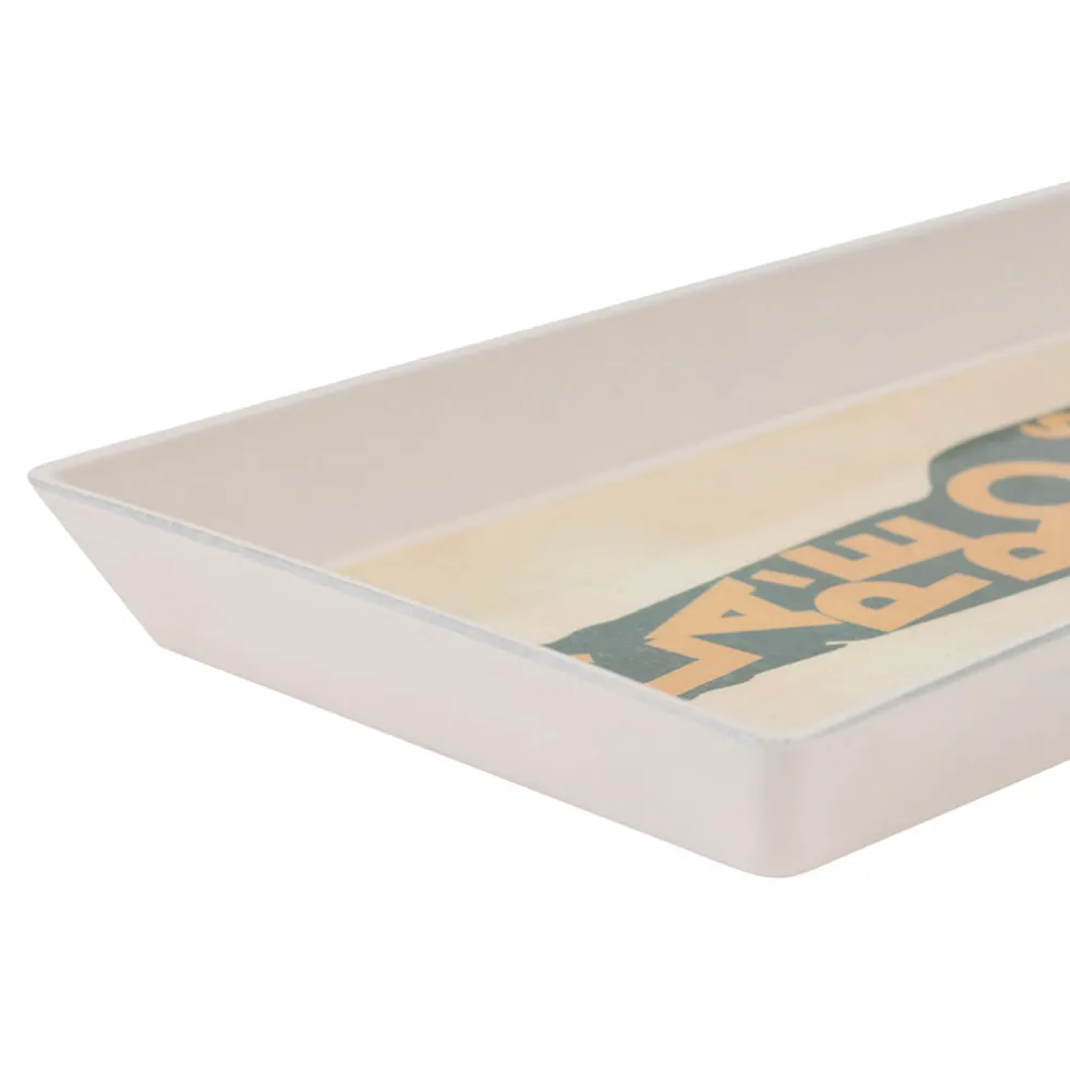 Plateau en tissu synthétique beige et vert 26x11cm - Copains D'Abord