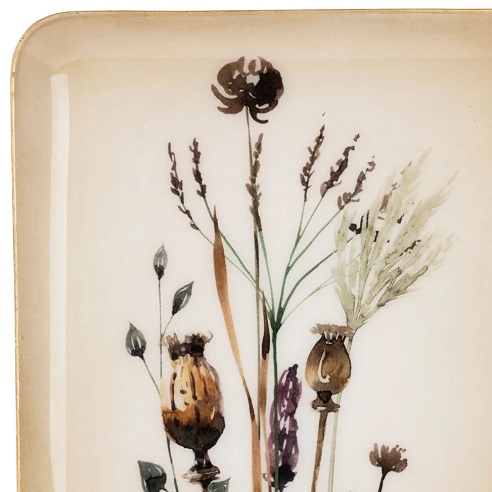 Plateau fleur en fer multicolore 15.5x30.5cm - Floral