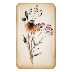 Plateau fleur en fer multicolore 15x25.5cm - Floral