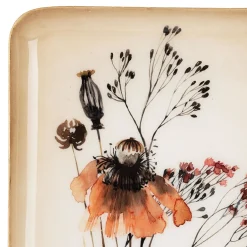 Plateau fleur en fer multicolore 15x25.5cm - Floral