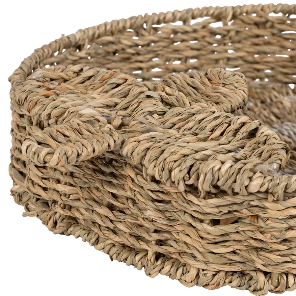 Plateau fraise en jonc de mer naturel et blanc 28x32cm - Les Fruits