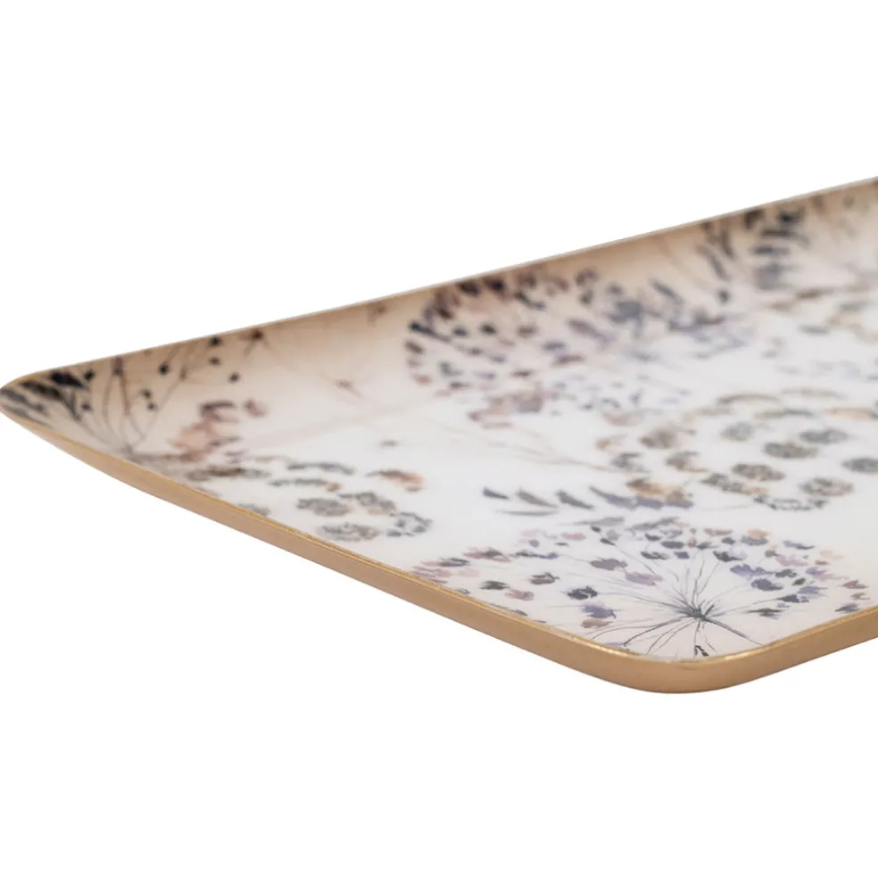 Plateau gypsophile en fer mauve 30x15cm - Botanique