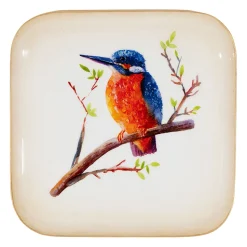 Plateau martin pécheur en fer 16x16cm