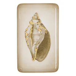 Plateau rectangulaire en fer taupe et doré - borddemer