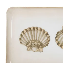 Plateau rectangulaire taupe et doré 30.5x15.5cm en fer - bordemer