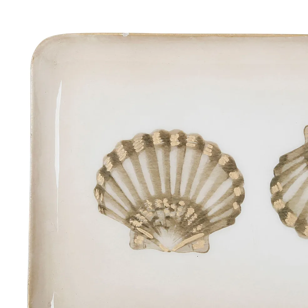 Plateau rectangulaire taupe et doré 30.5x15.5cm en fer - bordemer