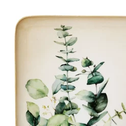 Plateau rectangulaire vert et doré 15x25.5cm en fer - eucalyptus classic