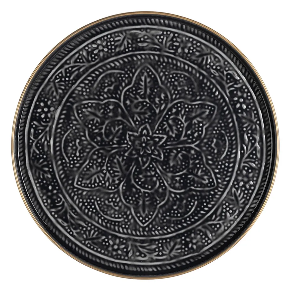 Plateau rond en fer anthracite d36cm - Arabise