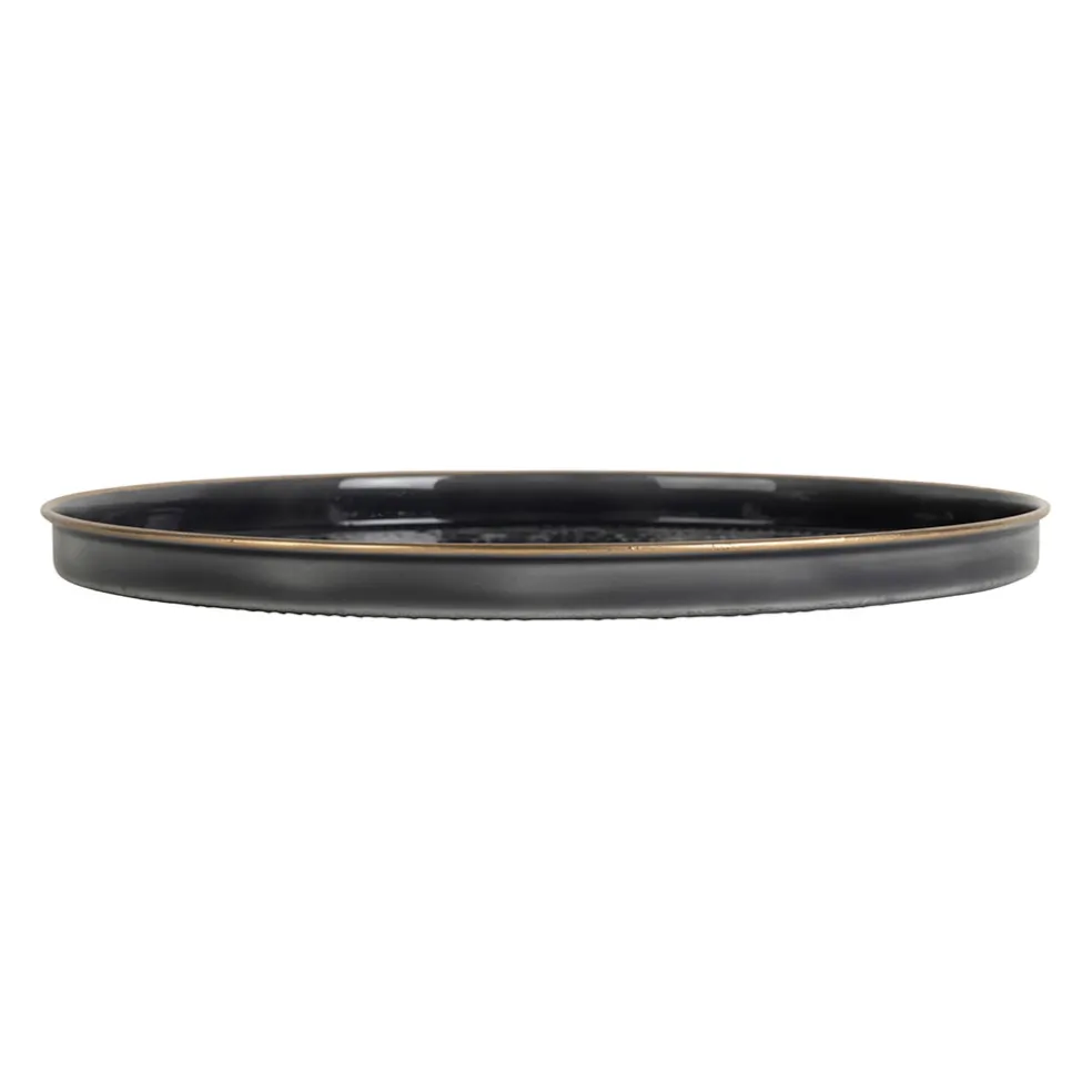 Plateau rond en fer anthracite d36cm - Arabise