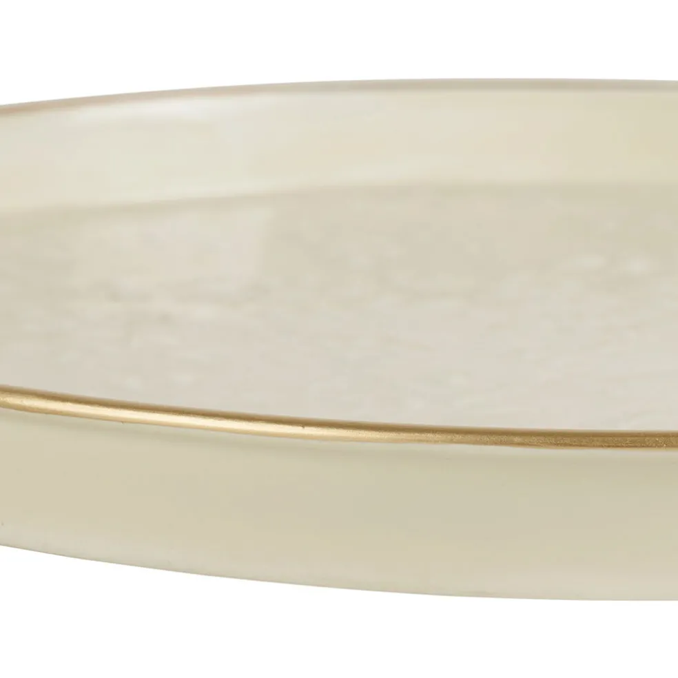 Plateau rond en fer écru et doré d36cm - Baroque