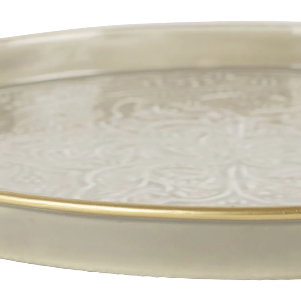 Plateau rond en fer grège d36cm - Arabise